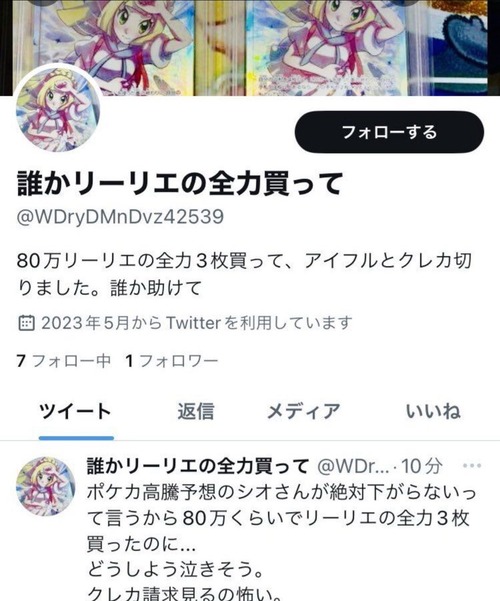 【悲報】ポケカ投資家「80万投資したカードが暴落した…」→現在の価格が笑えないことにｗｗｗｗｗ