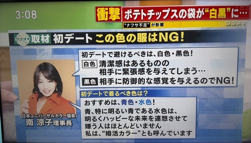 【悲報】ワイドショー「ナフサ不足でポテチが白黒に…ところで初デートで白黒の服はNGです！」