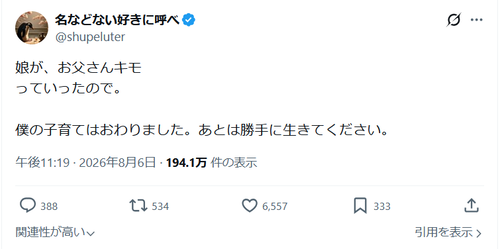 【悲報】娘に「キモい」と言われたお父さん、グレるｗｗｗｗ