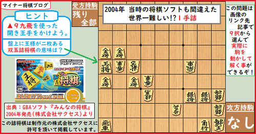 【画像】GBAの将棋ソフトで出題された「世界一難しい一手詰将棋」がこちら。平均IQ1200のお前らなら秒で解けそうｗｗｗｗ