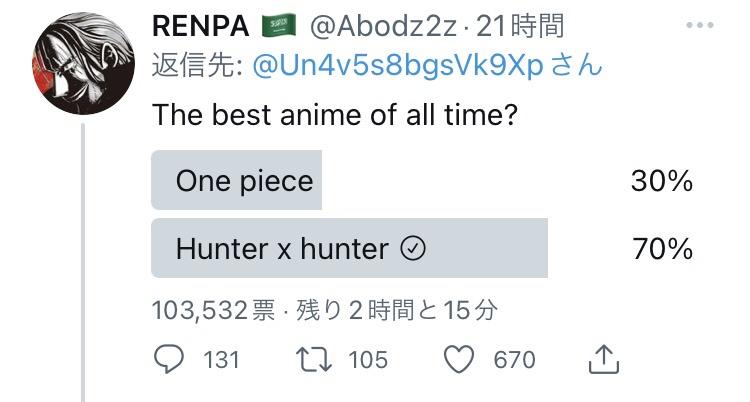 悲報 外人 ワンピースとハンターハンターどっちが面白い 衝撃の結果にｗｗｗｗ ホモビの刃速報