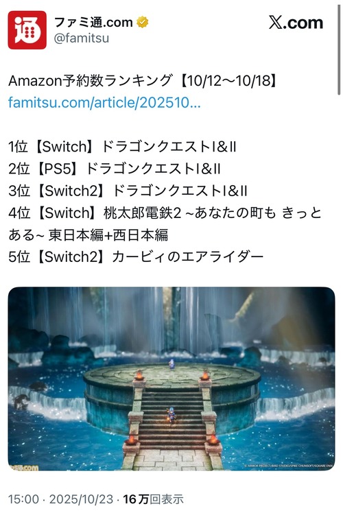 【衝撃】Amazon予約数ランキング、あのゲームが上位を独占するｗｗｗｗ