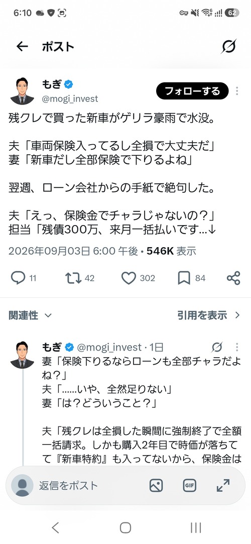 【悲報】残クレ民「浸水で車動かなくなっちゃった…」→とんでもない追い打ちをかけられるｗｗｗｗｗ