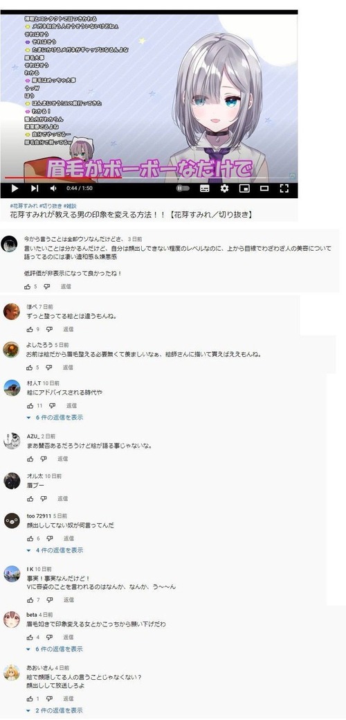 【悲報】人気VTuber「男も眉毛は整えた方がいい」弱男「…」
