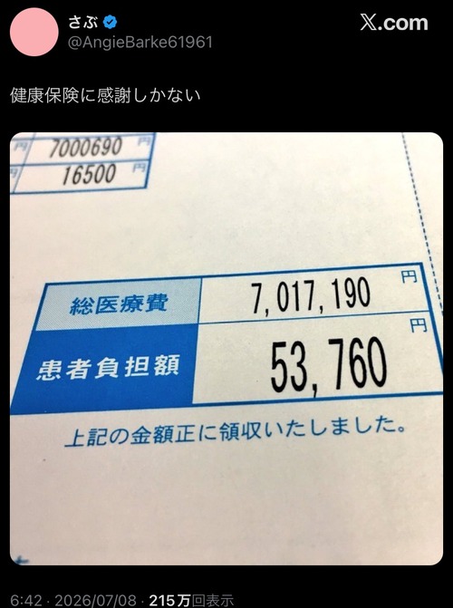 【画像】X民「健康保険に感謝しかない」←大バズリwwww