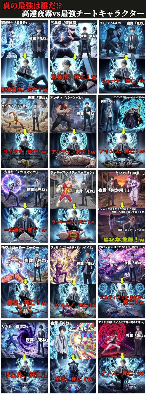 【画像】即死チートの主人公、他作品の最強キャラを瞬殺し真の最強キャラの座に君臨するｗｗｗｗ