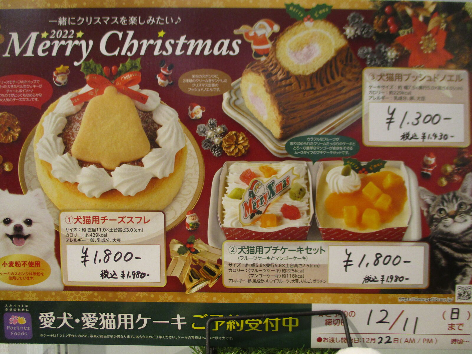クリスマスケーキ予約まもなく終了 香川県三豊市 ペットショップ ワンラブ ゆめタウン三豊店 ブログ