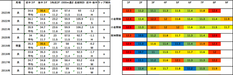 2024中京記念5年ラップデータ