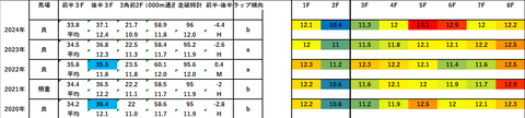 2025武蔵野S5年ラップデータ