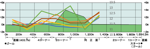 2025京都牝馬S(愛知杯)断面図入り5年ラップデータ