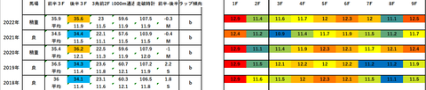 2023毎日杯5年ラップデータ
