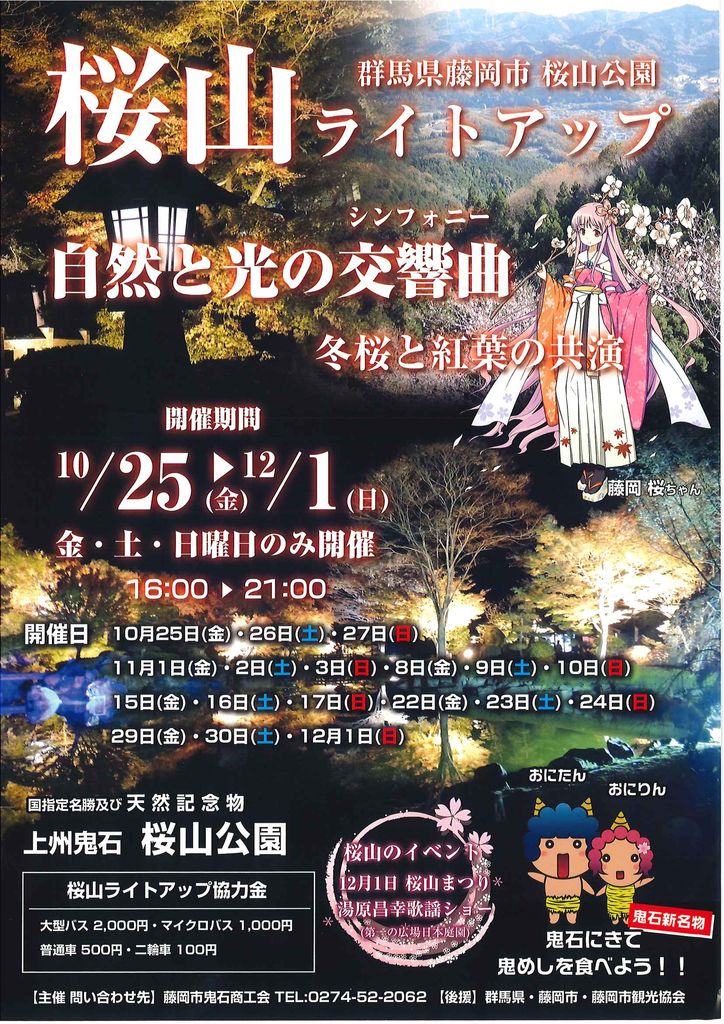 群馬県藤岡市 桜山公園 桜山ライトアップ始まりました 藤岡市鬼石商工会のスタッフブログ 群馬県藤岡市 桜山公園 桜山ライトアップ始まりました 藤岡市鬼石商工会のスタッフブログ