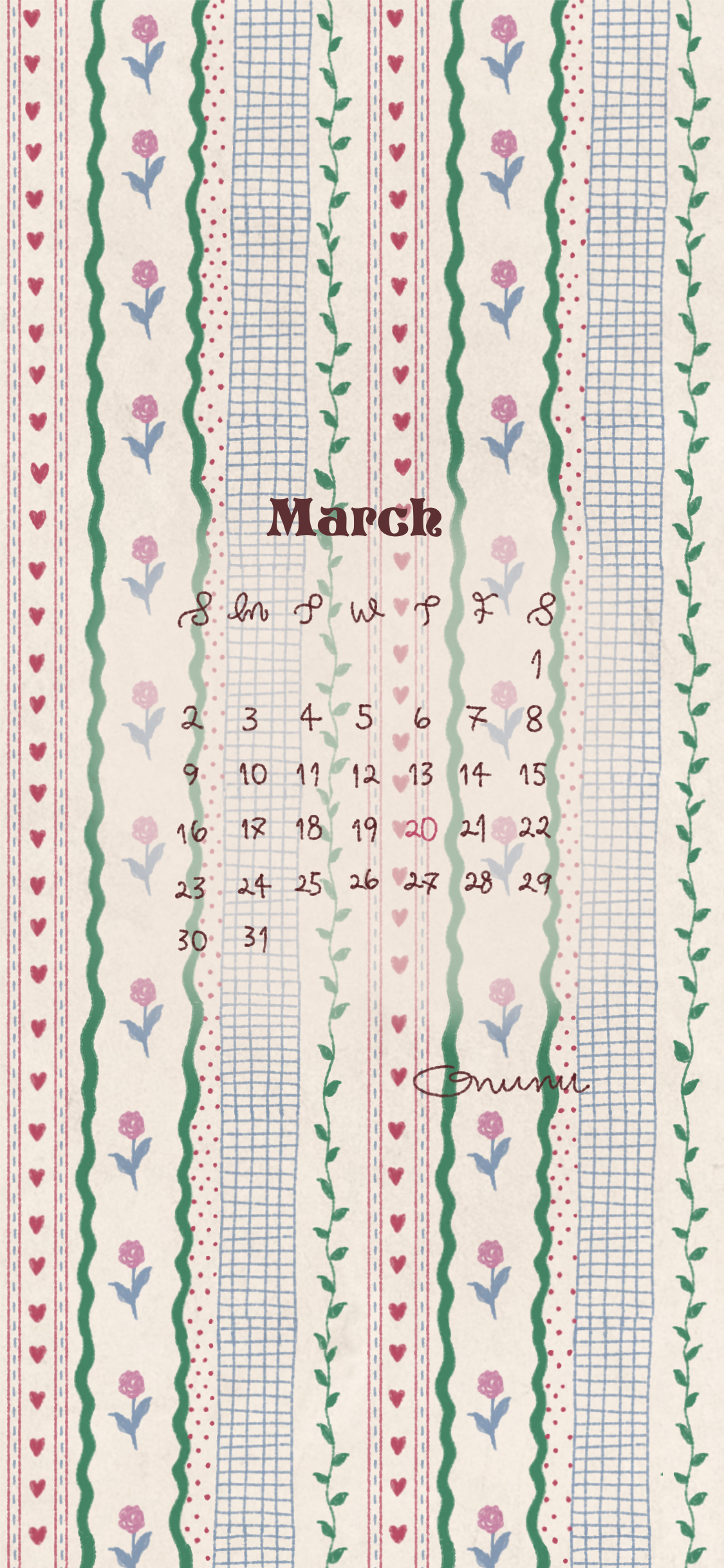March Calendar 2025｜3月のカレンダー