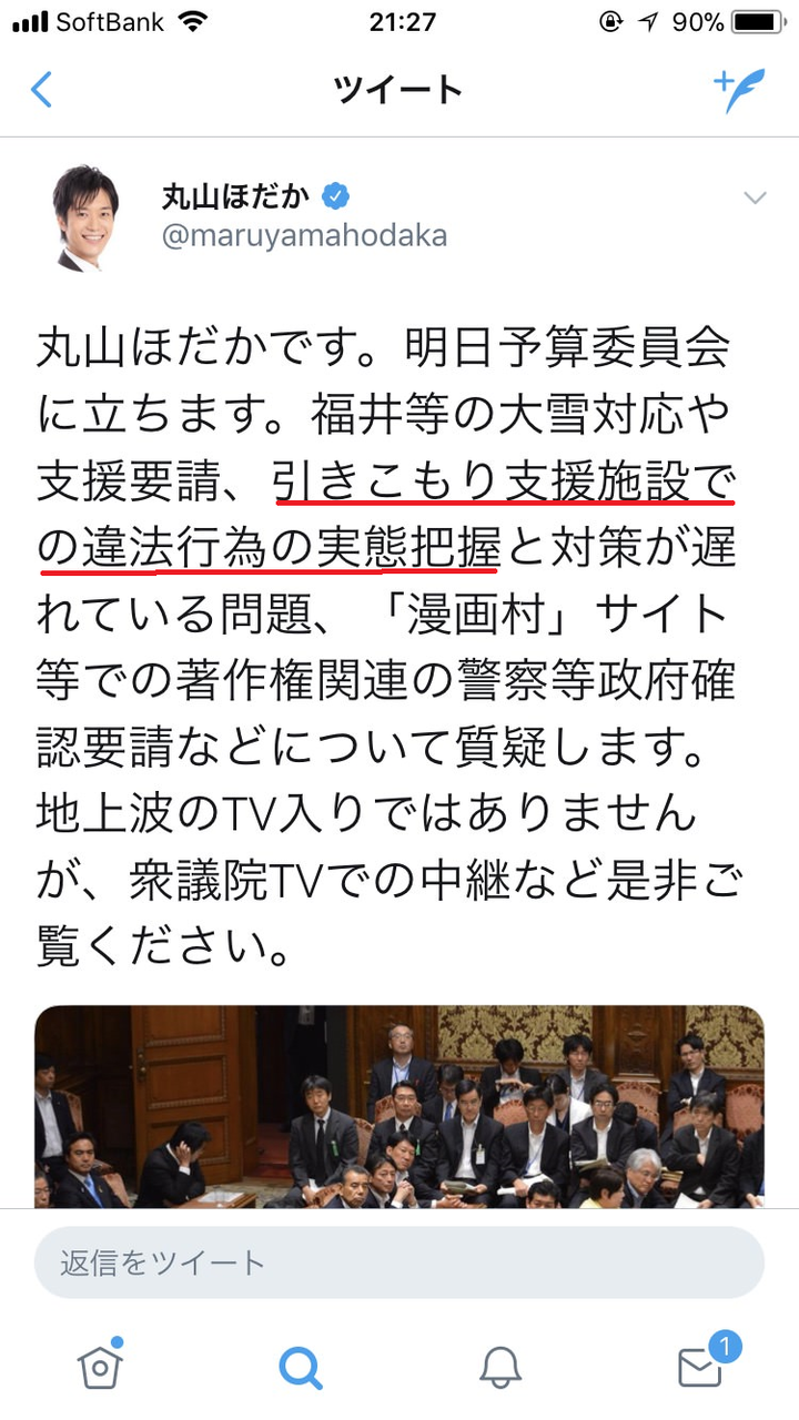 丸山ほだかさん 国会でひきこもり支援施設と漫画村について言及www 大物youtubeｒ速報