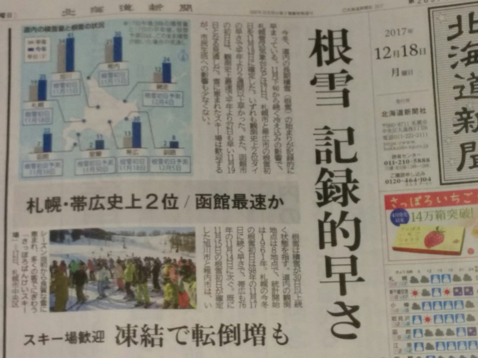 観測史上最速の根雪 今年は統計開始の1961年以後の記録 函館発 ぼうけんの旅 観測史上最速の根雪 今年は統計開始の1961年以後の記録 函館発 ぼうけんの旅