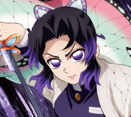 鬼滅の刃 太陽が昇らない世界 アニメ絵柄 缶バッジ 胡蝶しのぶ 1個 0fb800b3-s.jpg