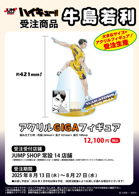 ハイキュー　牛島若利　vリーグ　MEGAアクリル　ポスター ハイキュー 牛島若利 vリーグ MEGAアクリル ポスター ジャンプ