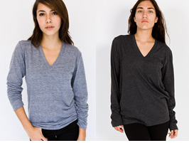 American Apparel VネックロングスリーブTシャツ通販