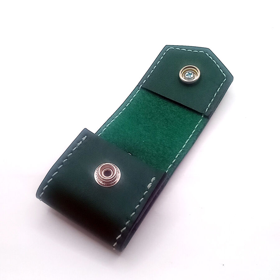 本革レザーZippoライターケースグリーン緑色牛革ハンドメイドレザー