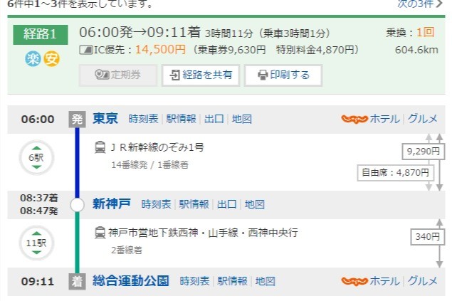 「東京」から「総合運動公園」への乗換案内 - Yahoo!路線情報