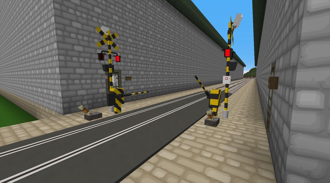 車庫の間を通る線路に踏切を付けよう 鉄道敷設編 29 Minecraftチラシの裏
