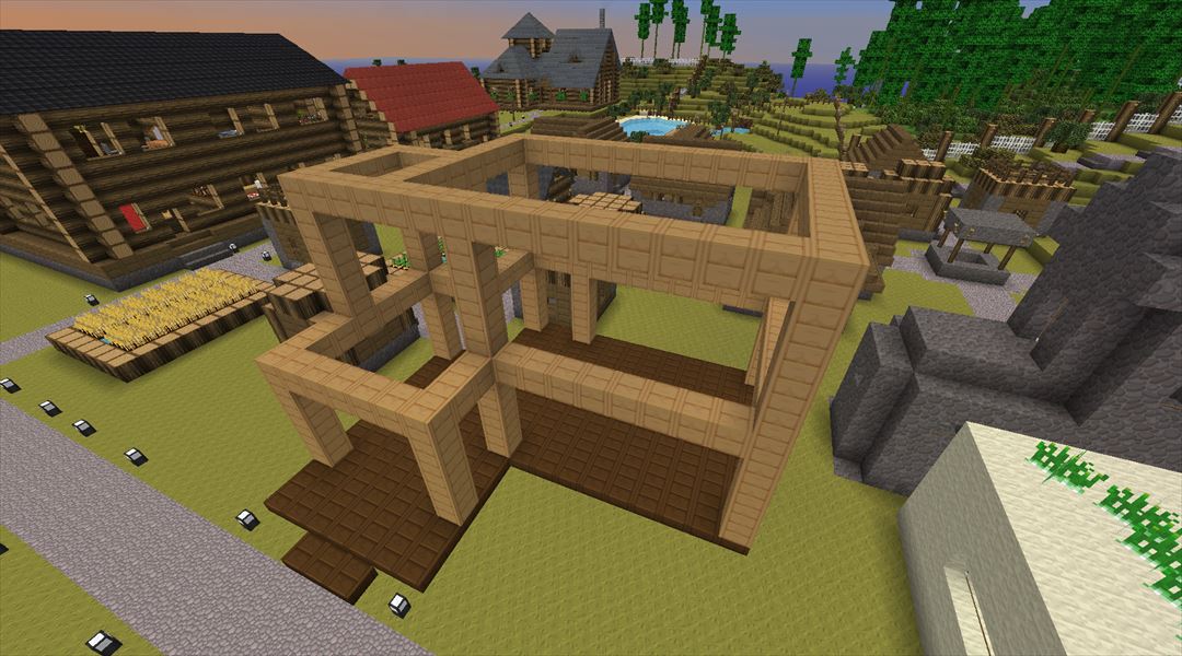 おしゃれハウスの建設ｗ湖羅流村に大きめの家を建設ヽ ﾟ ﾟ ノ前編 Minecraftチラシの裏