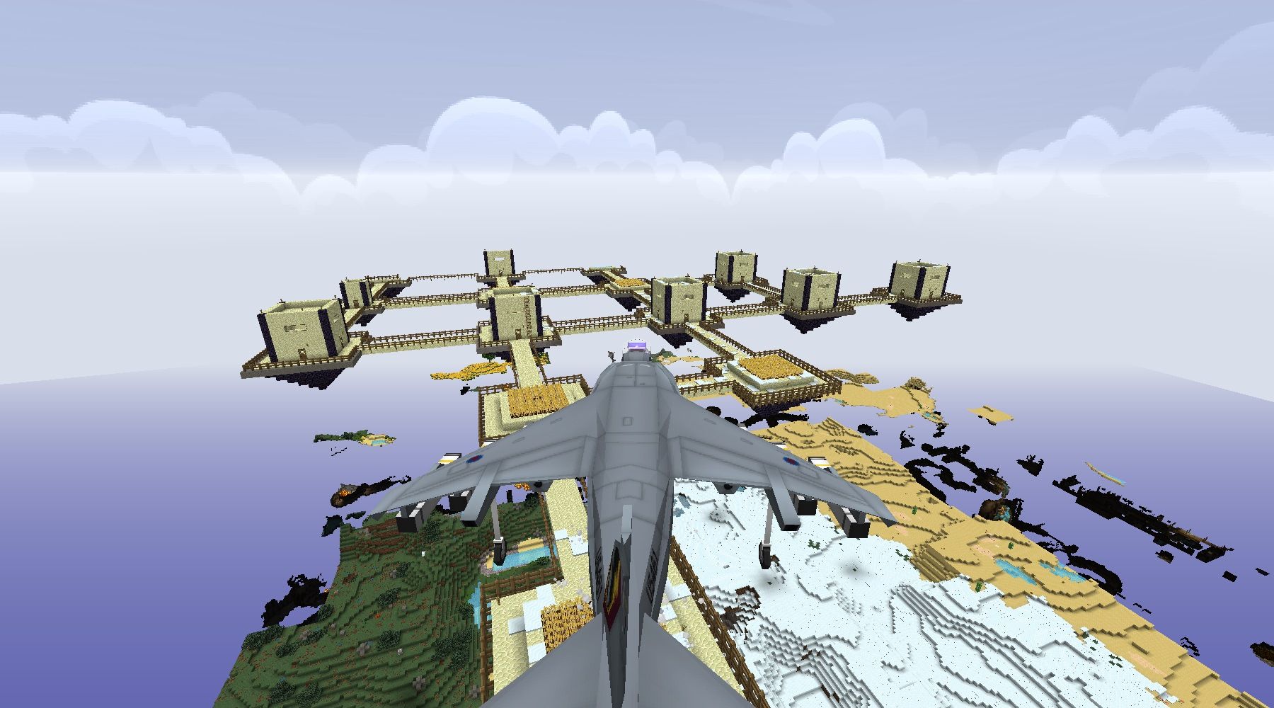 空中に浮かぶ謎の空中都市の開拓と新たなる敵の脅威 Minecraftチラシの裏