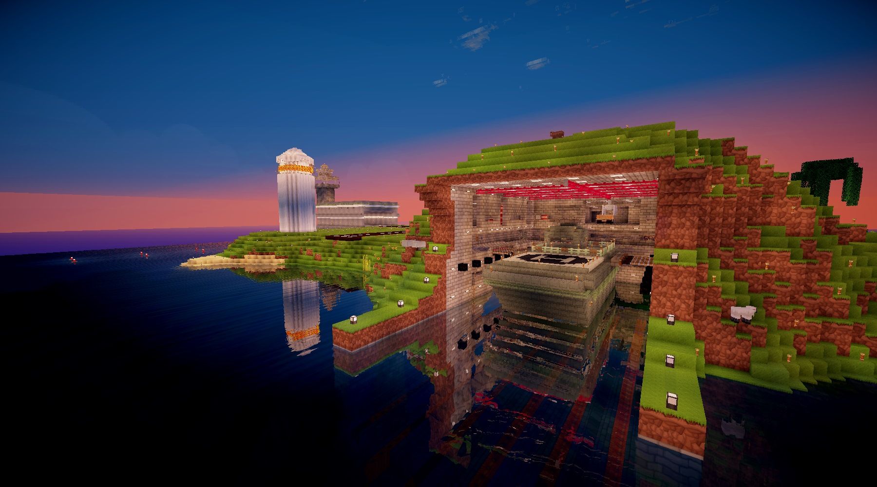Ядерный майнкрафт сборка. Остров в Minecraft с шейдерами. Дом президента майнкрафт. Seus v11.