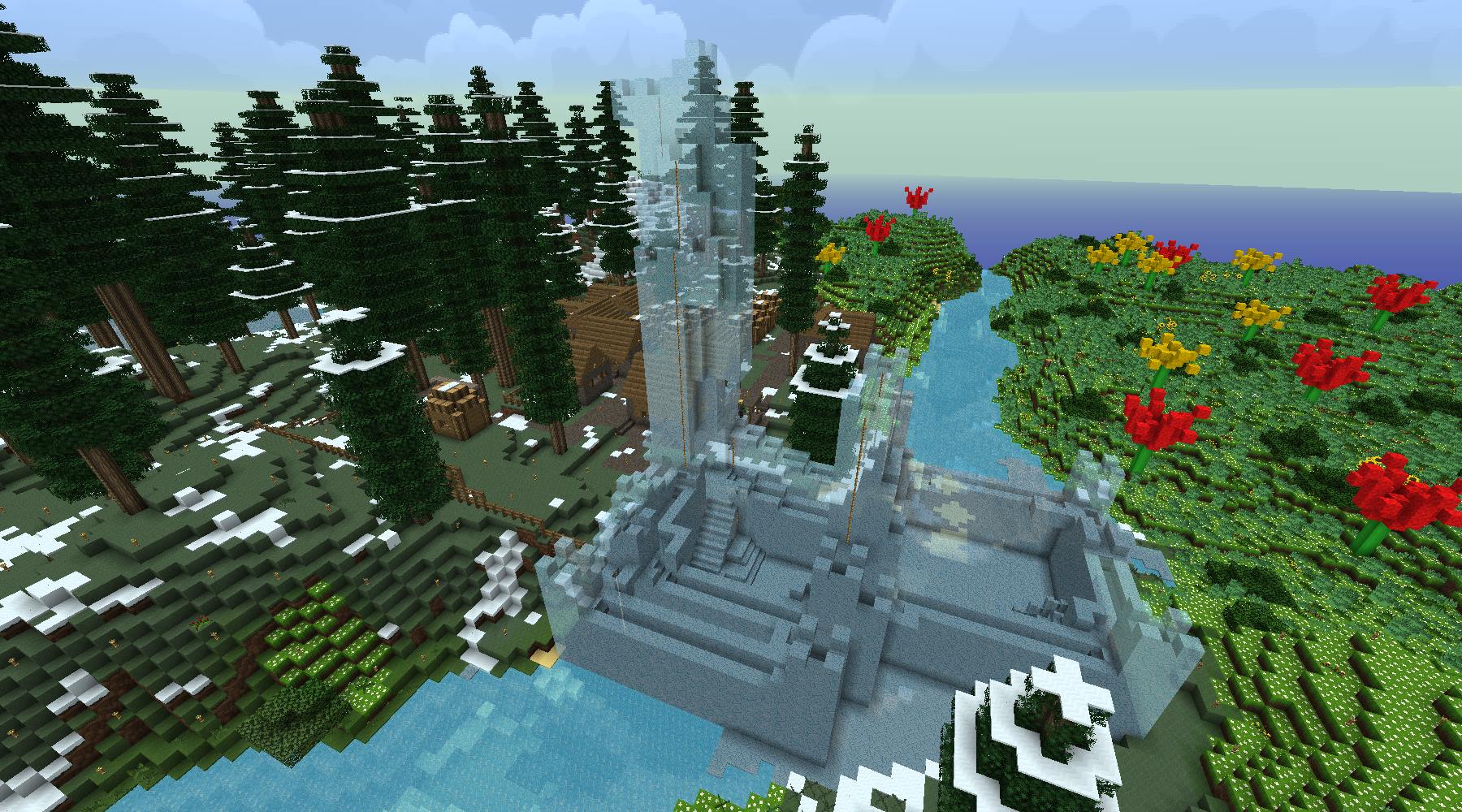 花園に寄り添う新たな村と謎じゃなくなった氷の城 Minecraftチラシの裏