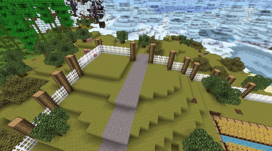 村を守る柵の設置と景観を考慮した門の作成ヽ ﾟ ﾟ ノ Minecraftチラシの裏