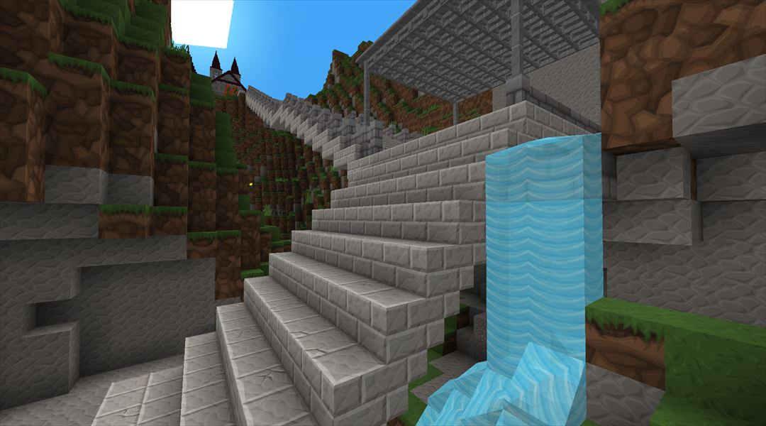 オルレフ城正門の整備 高台に続く大階段を作成 Minecraftチラシの裏