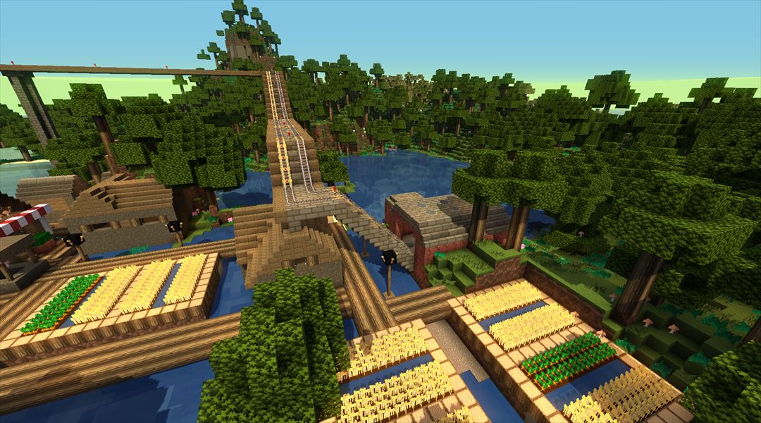 湖畔の村までの線路をひく 村の駅舎の改造 Minecraftチラシの裏