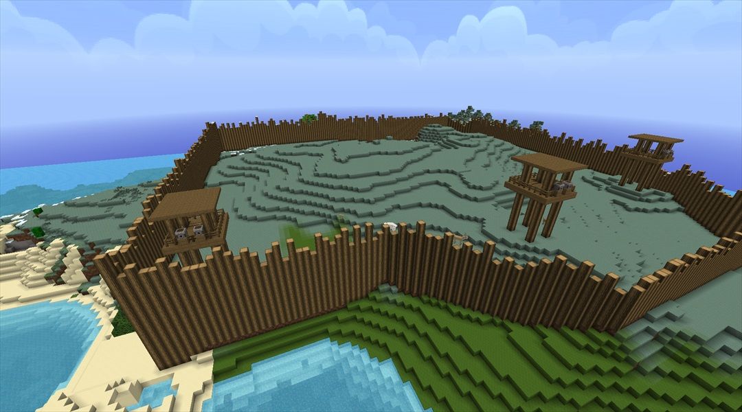 まずは防衛だ 匠要塞の外周を作成していく W 匠要塞建築 3 Minecraftチラシの裏