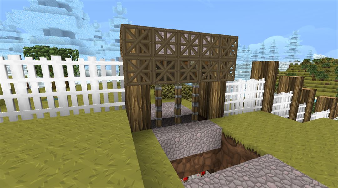 村を守る柵の設置と景観を考慮した門の作成ヽ ﾟ ﾟ ノ Minecraftチラシの裏