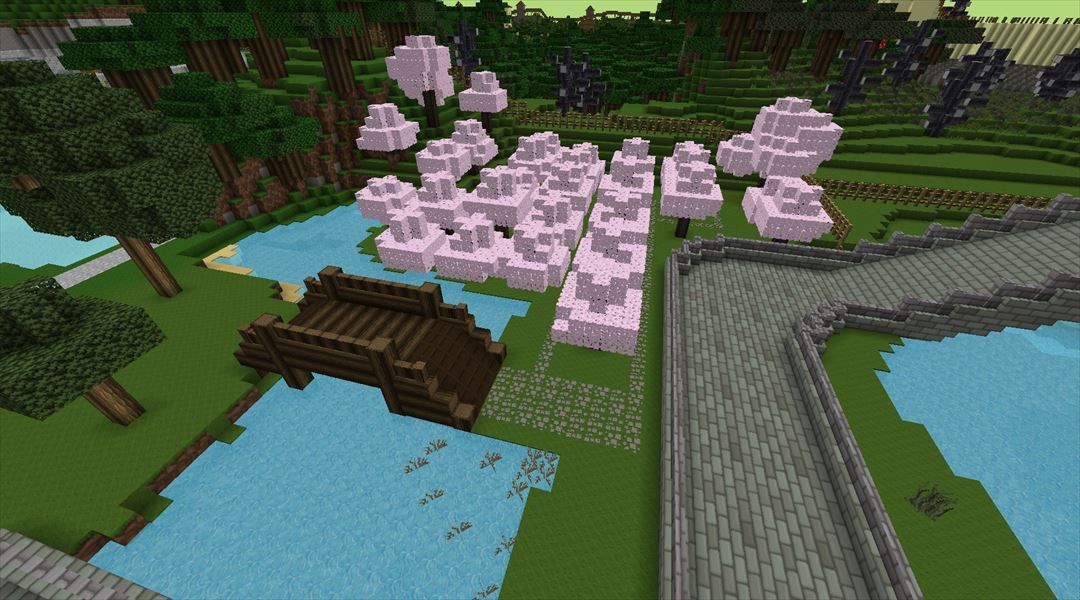 リゾート施設に桜を植えよう モンスター対策 リゾート作成 22 Minecraftチラシの裏