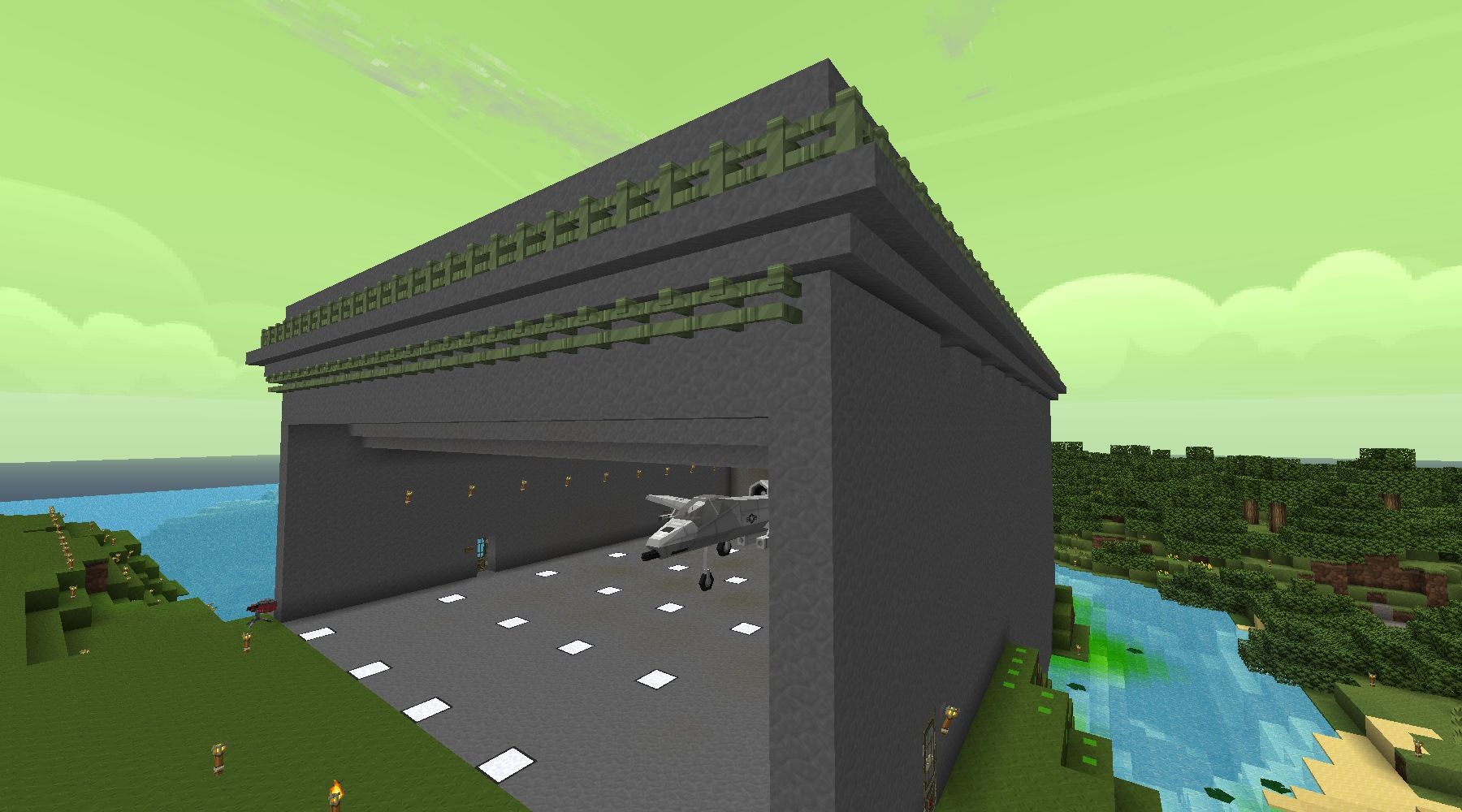 格納庫の外装と内装を進める W 叢雲町拡張計画 19 Minecraftチラシの裏