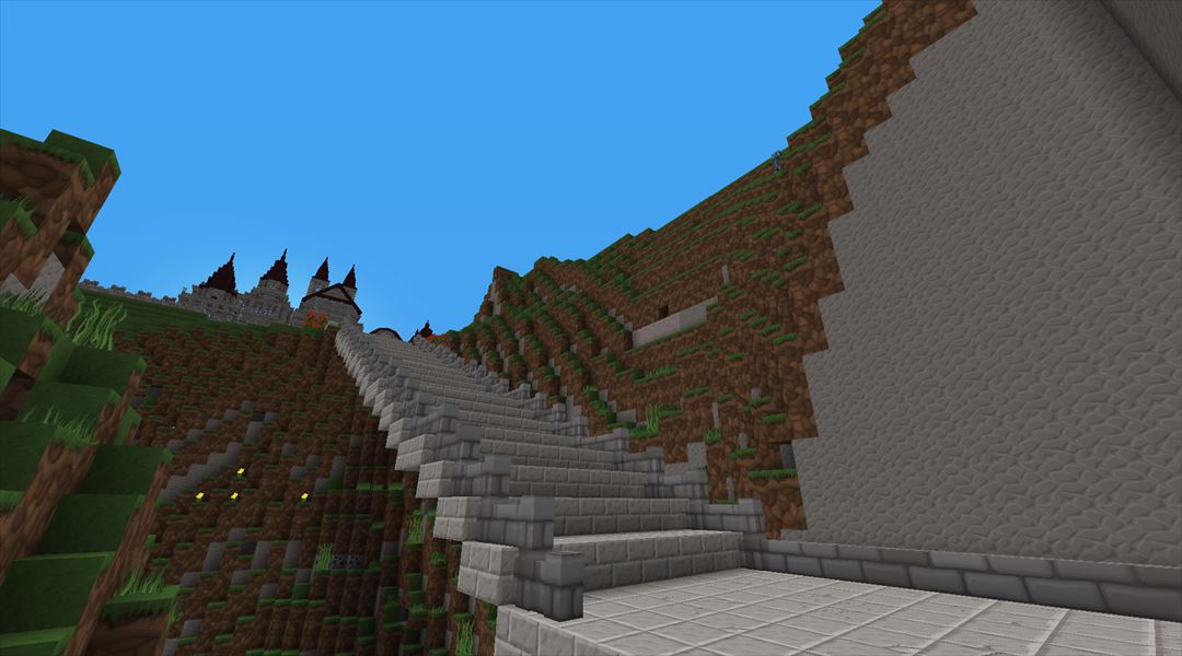 オルレフ城正門の整備 高台に続く大階段を作成 Minecraftチラシの裏