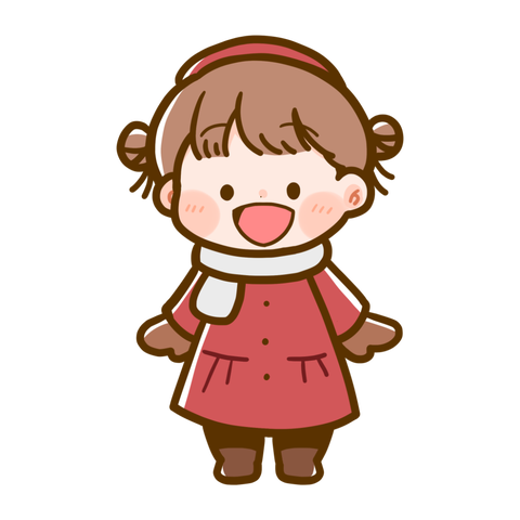 冬の子供たち-赤いコートの女の子-1024x1024