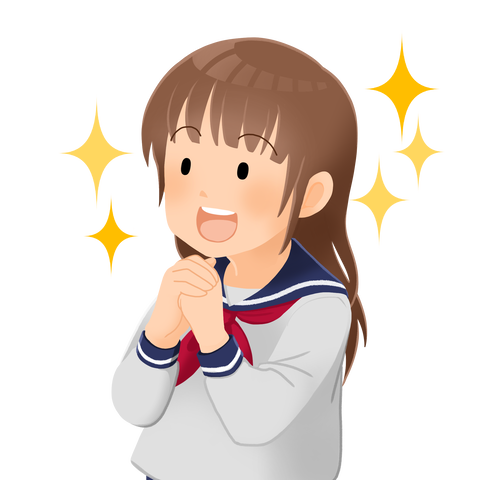 3946手を合わせて喜ぶ女子高生