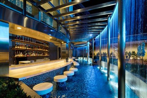 Spa World bar counter and infinity pool