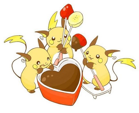 Raichu making chocolate Pokemon illustration