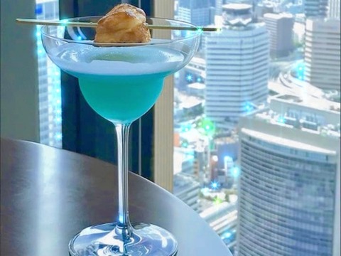 Conrad Osaka's unique cocktail, Takoyaki in the Sky