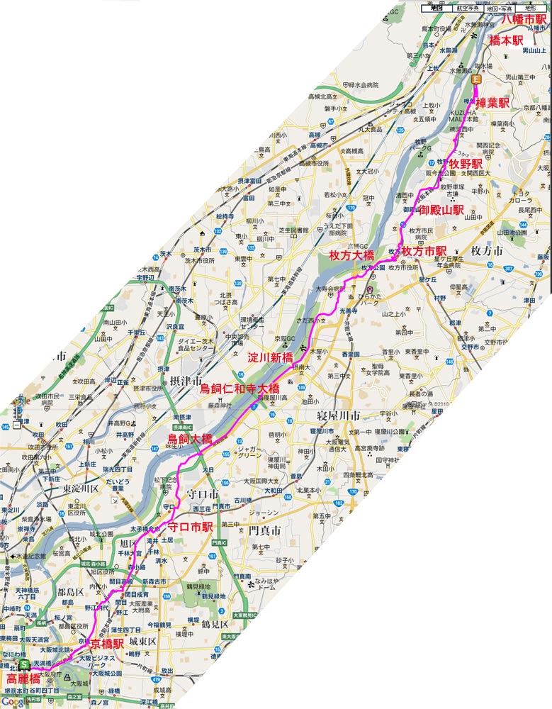 京街道 大阪府部分の行程地図 大阪を歩こう