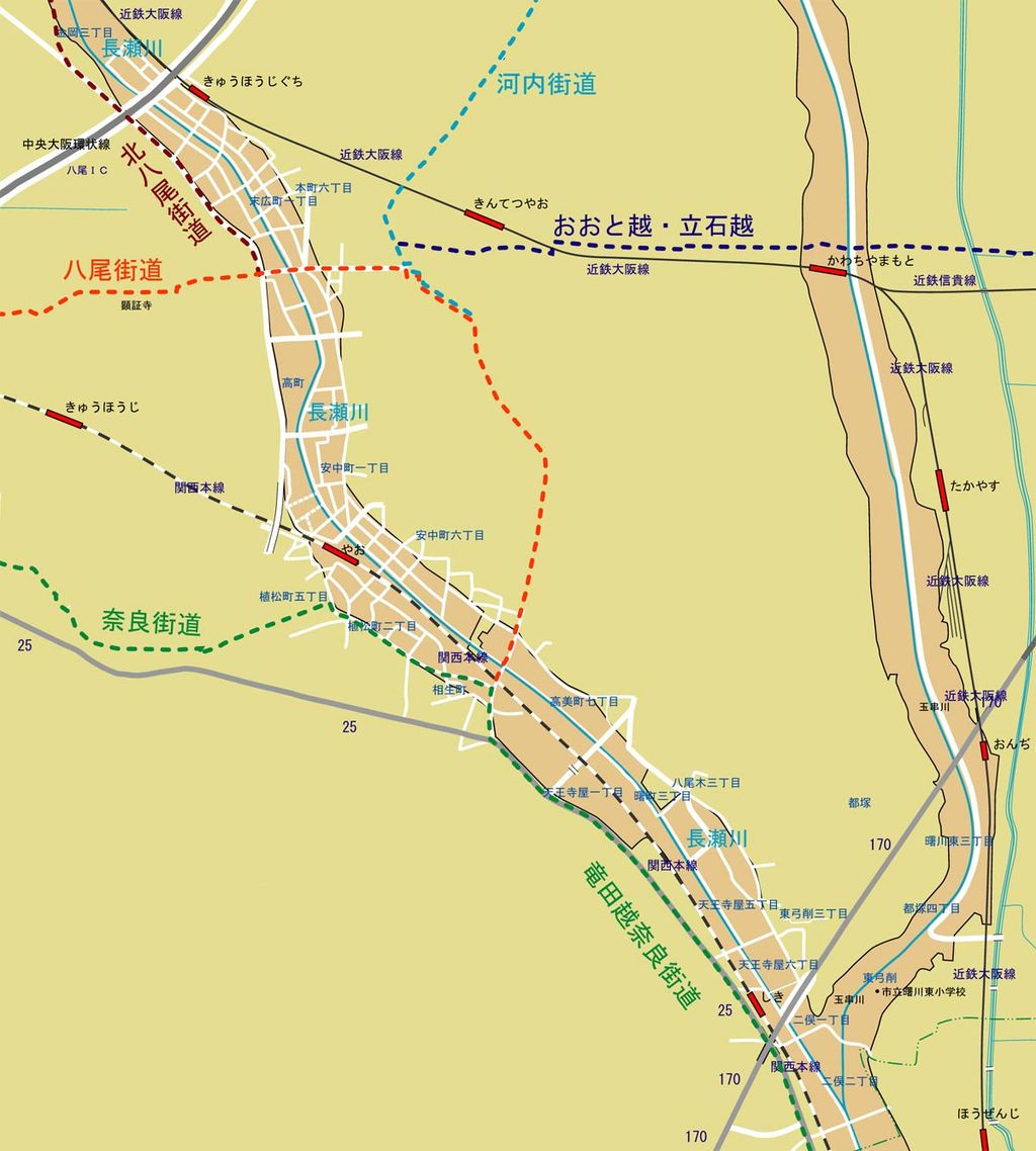 旧大和川 天井川 のイラスト地図6 大阪を歩こう