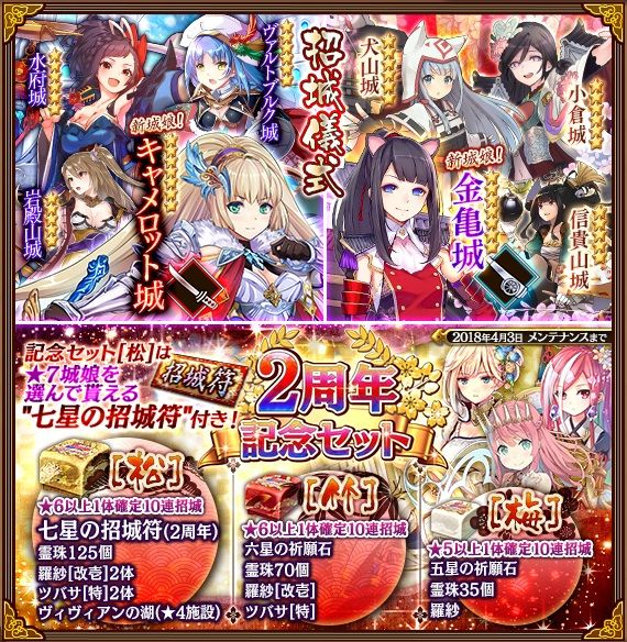 城プロre 3 火 メンテ終了 七星の招城符キタ ゚ ゚ 招城儀式に 7金亀城 7キャメロット城 追加 2周年記念キャンペーン 開催など 城プロre速報 城プロreまとめ 城プロre 3 火 メンテ終了 七星の招城符キタ ゚ ゚ 招城儀式に 7金亀城 7キャメロット城 追加 2周年記念キャンペーン 開催など 城プロre速報 城プロreまとめ