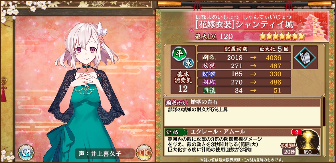 城プロ 新城娘 花嫁衣装 シャンティイ城 二条亭 フォンテーヌブロー宮殿 鹿児島城追加 緊急出兵 乙女は純白を帯びて 開始 ジューンブライドキャンペーン開催など 城プロre速報 城プロreまとめ