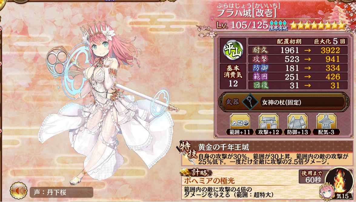 城プロre プラハ城 改壱 4倍 だと 特技に範囲30アップ追加 計略も10秒短縮なってるね 城プロre速報 城プロreまとめ