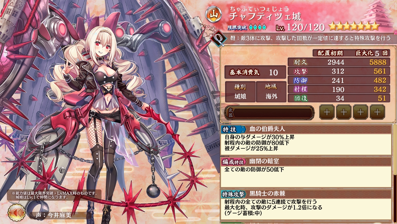 城プロ チャフティツェ城 特技 自身の与ダメージが30 上昇 射程内の敵の防御が80低下 被ダメージが25 上昇 編成特技 全ての敵の防御が50低下 以下略 ゲームまとめのまとめ速報
