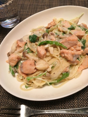 鮭のクリームパスタ