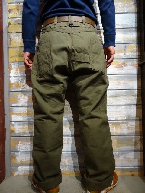 New！ FREEWHEELERS ”DERRICKMAN” OVERALLS OLIVE : OLD